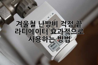 겨울철 난방비 걱정 끝! 라디에이터 효과적으로 사용하는 방법