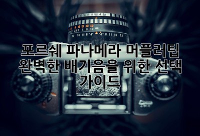 포르쉐 파나메라 머플러팁: 완벽한 배기음을 위한 선택 가이드